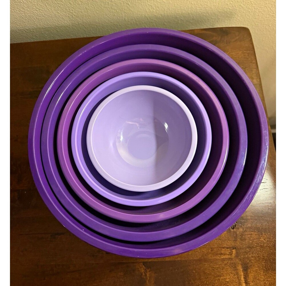 Sur La Table Purple Melamine Nesting Mixing Bowl Set 5pc Dishwasher Safe